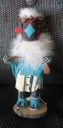 6''KACHINA NAVAJO WOOD DOLL SIGNED 'CHASING STAR'DOLL STAND
